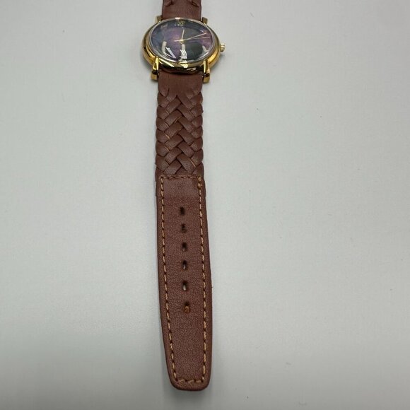 3/$30 Fowler Watch Women Gold Tone Purple Elephant Art Dial Braided Band - Picture 4 of 14